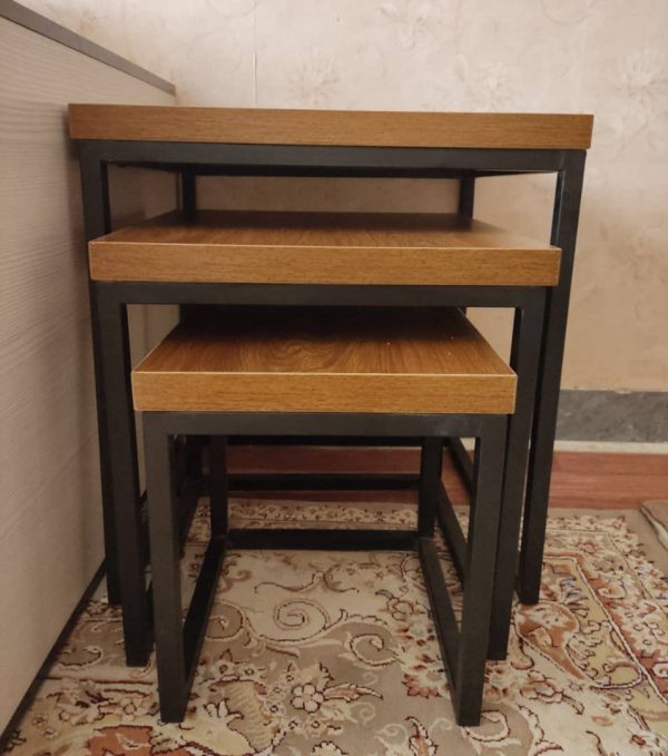 میز عسلی چوبین نوار مدل IRON2 مجموعه سه عددی - Image 2