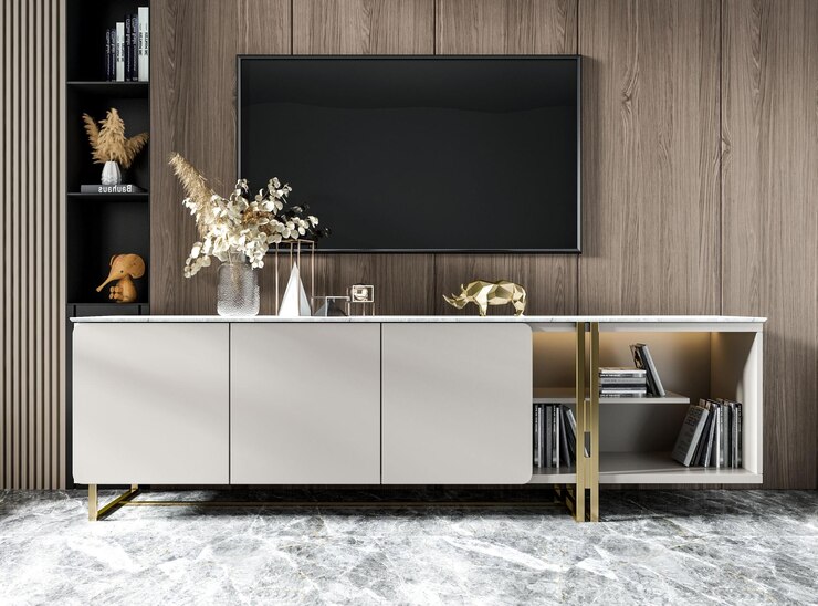 خرید میز تلویزیون مدرن 2 چوبین نورا میز تلویزیون شیک