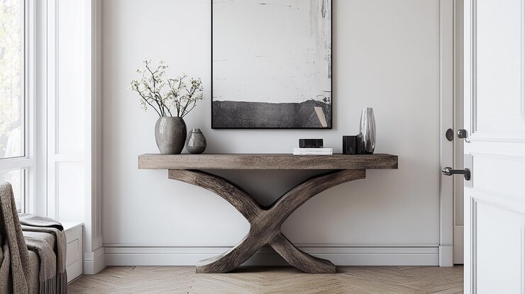 میز کنسول مینیمال؛ جزئی کوچک با تأثیر بزرگ 2 چوبین نورا کنسول چوبی طرح کلاسیک