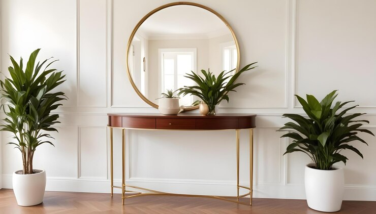 میز کنسول مینیمال؛ جزئی کوچک با تأثیر بزرگ 1 چوبین نورا آینه کنسول چوبی