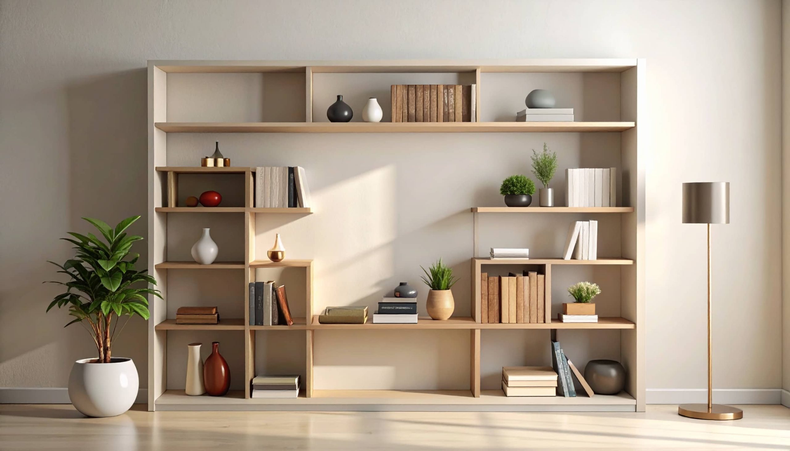 کتابخانه دیواری چوبی